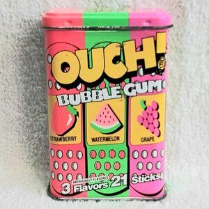 Vintage 90's Ouch! Bubble Gum 21 Sticks Collector's Tin!!